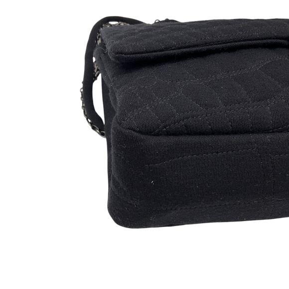 CHANEL BLACK QUILTED JERSEY 2.55 FLAP HANDBAG - Picture 7 of 16